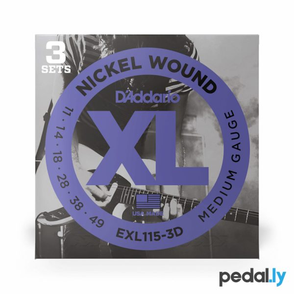 d'addario exl115-3d nickel wound electric guitar strings 3pack from pedally