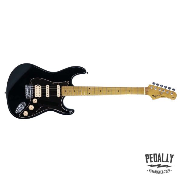 Tagima TG 540 Black Electric Guitar - Cream Controls and Black Pickguard from Pedally full image