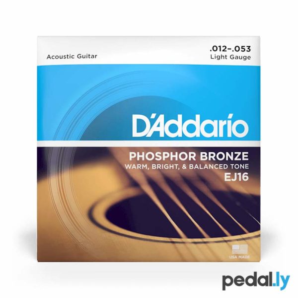 D'Addario EJ16 12-53 Light, Phosphor Bronze Acoustic Guitar Strings from pedally