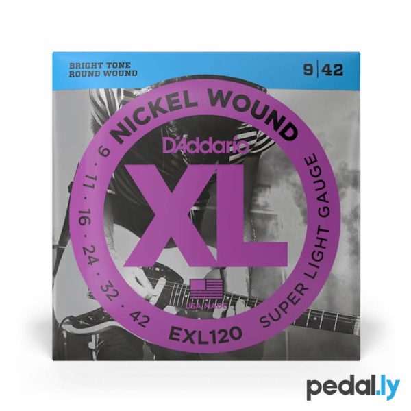 D'Addario EXL120 09-42 Super Light, XL Nickel Wound Electric Guitar Strings from Pedally