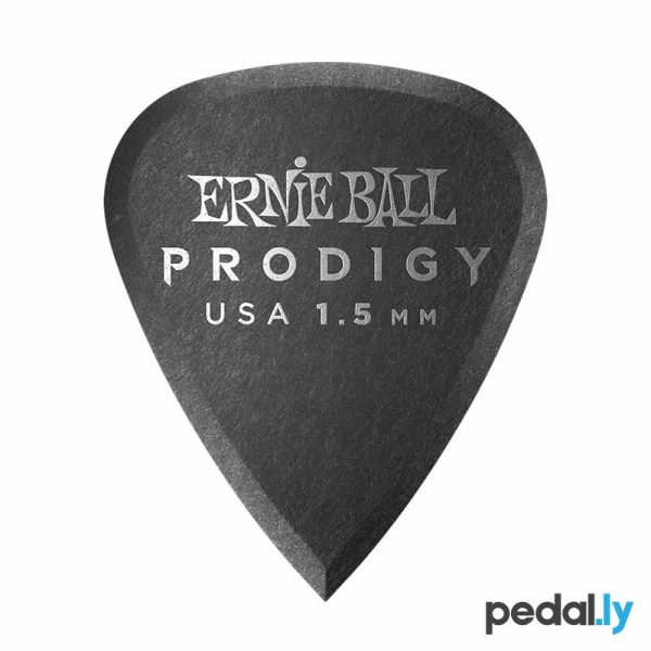 Ernie Ball Prodigy Guitar Picks - Standard 1.5mm Black - 6 Pack from Pedally P09199 close-up