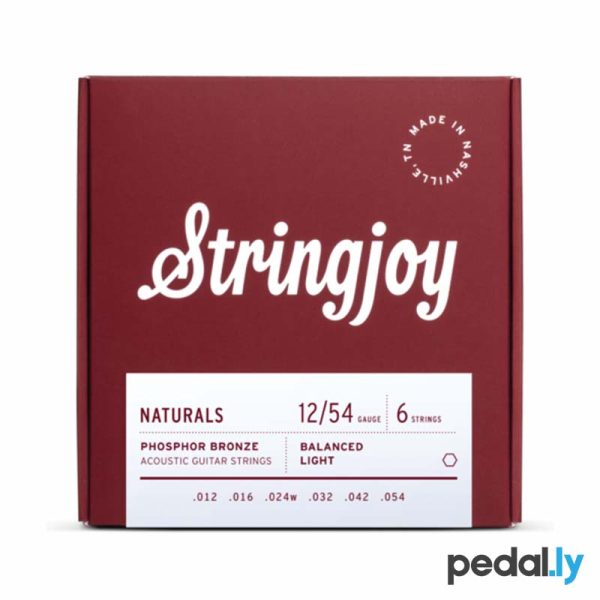 Stringjoy Naturals, Light Gauge (12-54) Phosphor Bronze Acoustic Guitar Strings from Pedally SJ-NB1254