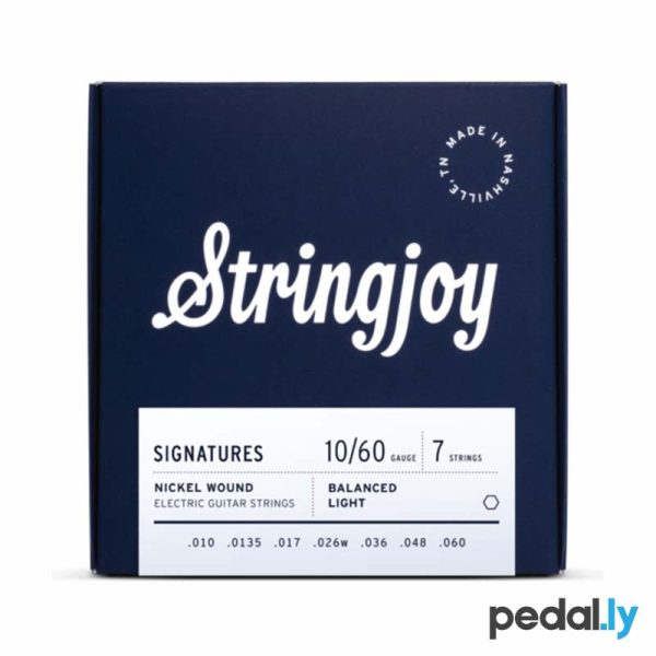 Stringjoy Signatures, 7 String Balanced Light Gauge (10-60) Nickel Wound Electric Guitar Strings from Pedally SJ-BAL107