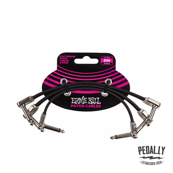 Ernie Ball 6-inch Black Flat Ribbon Patch Cables 3-Pack from Pedally P06221