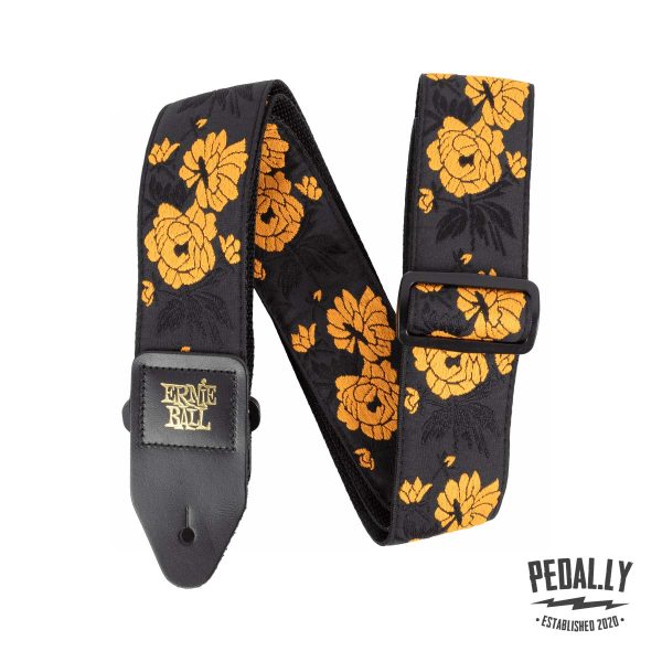 Ernie Ball Classic Jacquard Tangerine Rose Guitar Strap from Pedally P05358