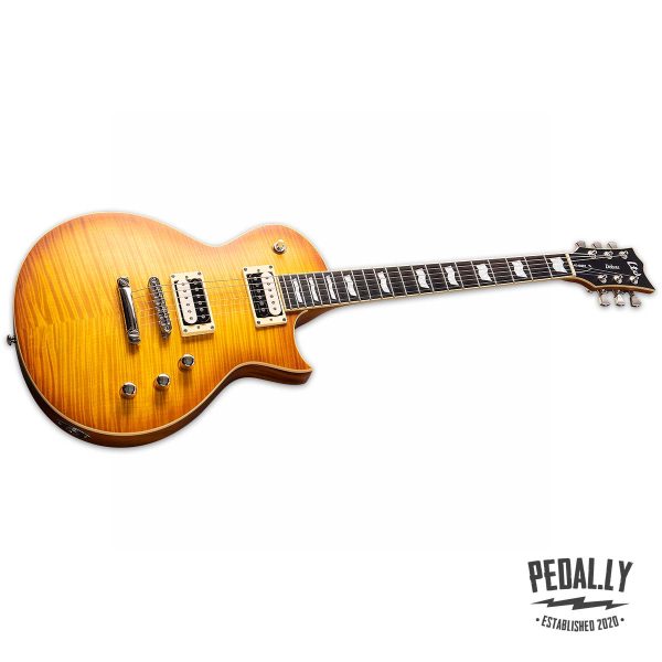 ESP LTD EC-1000T Honey Burst Satin Electric Guitar from Pedally LEC1000TFMHBSF front angle