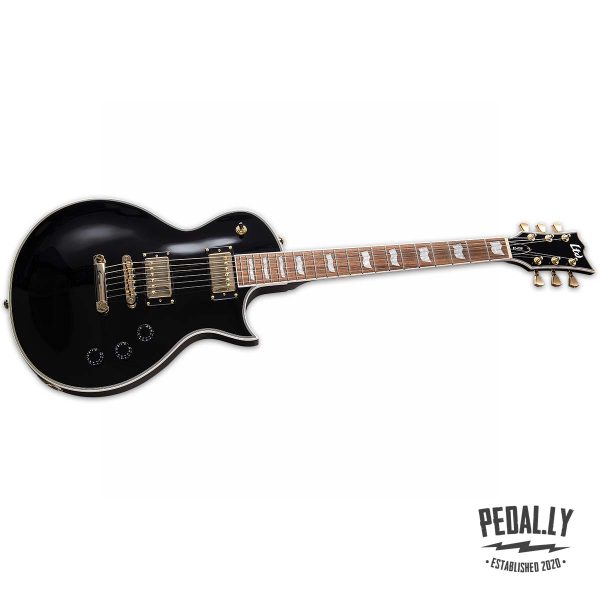 ESP LTD EC-256 Black and Gold Electric Guitar from Pedally LEC256BLK front angle