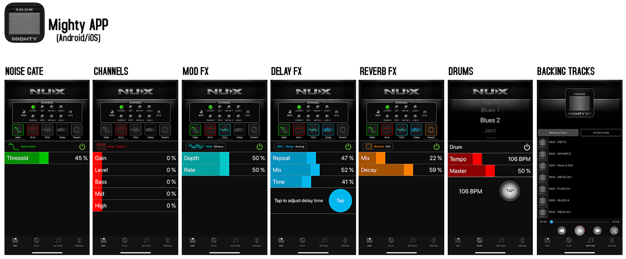 NuX Mighty 40 BT phone app from pedally