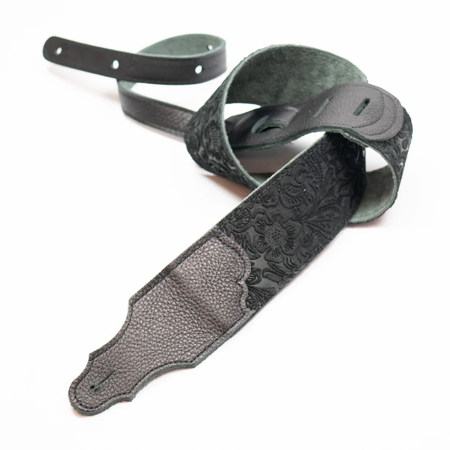 Franklin 2.5" Embossed Suede Guitar Strap - Black