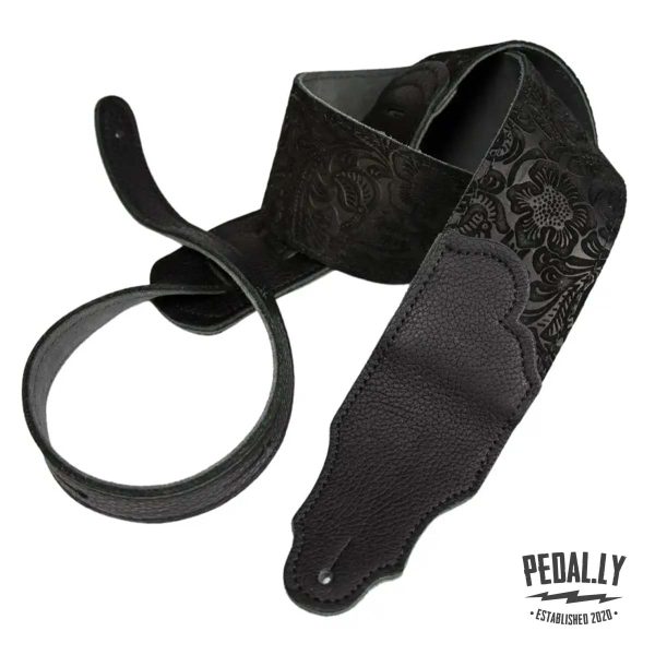 Franklin Embossed Suede Guitar Strap - Black from Pedally FSSE-BK-BK