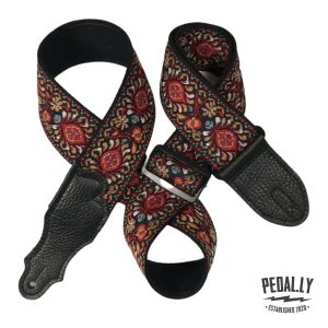 Franklin Retro Folk Weave Guitar Strap - Red/Bronze from Pedally F1-RB