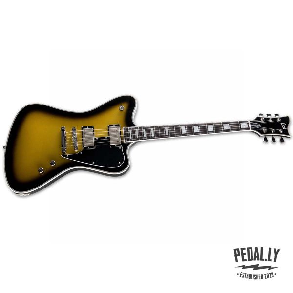 ESP LTD Bill Kelliher Signature Sparrowhawk Vintage Silver Sunburst Electric Guitar mastadon from pedally LSPARROWHAWKV angle