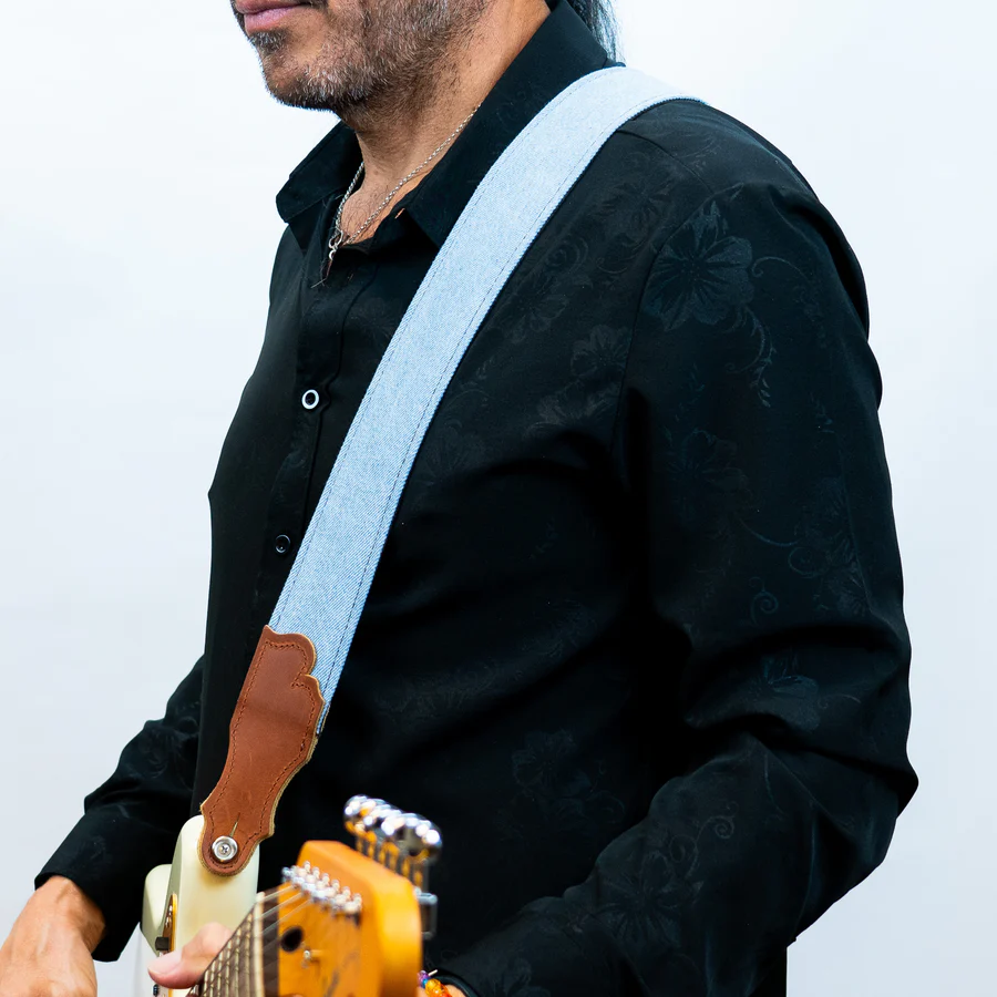 Franklin 2" Denim Guitar Strap - Blue Jean Denim / Cognac Leather / Chocolate Back