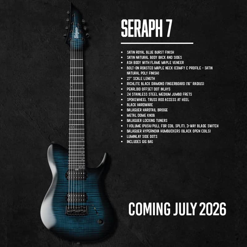 PRE-ORDER Balaguer Seraph 7 - 7 String Baritone Satin Royal Blue Burst